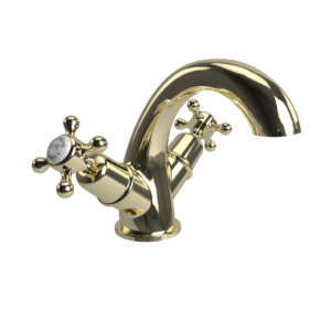 Burlington Claremont Quarter Turn Mono Basin Mixer - Gold/White