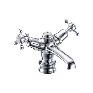 Burlington Claremont Regent Quarter Turn Basin Mixer with Click Clack Waste - Chrome/White