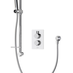 Aqualisa Dream DCV Round Thermostatic Single Outlet Mixer Shower with Riser Rail - Chrome