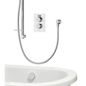 Aqualisa Dream DCV Round Thermostatic Dual Outlet Mixer Shower & Bath Filler - Chrome