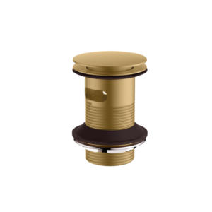 Britton Hoxton Push Button Basin Waste - Slotted - Brushed Brass