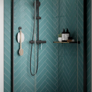 Kudos Pinnacle8 1000mm Hinged Corner Door - Right Hand - Black