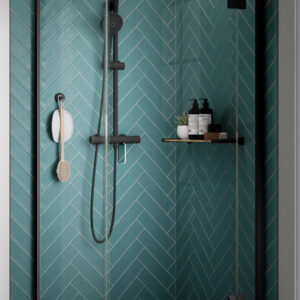 Kudos Pinnacle8 1100mm Hinged Corner Door - Right Hand - Black