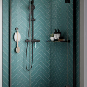 Kudos Pinnacle8 1300mm Hinged Corner Door - Right Hand - Black