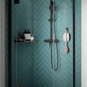 Kudos Pinnacle8 1400mm Hinged Corner Door - Left Hand - Black