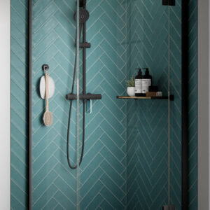 Kudos Pinnacle8 1400mm Hinged Corner Door - Right Hand - Black