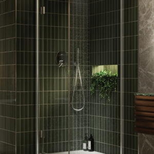 Kudos Pinnacle8 1500mm Hinged Corner Door - Left Hand - Silver