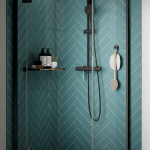 Kudos Pinnacle8 1500mm Hinged Corner Door - Left Hand - Black