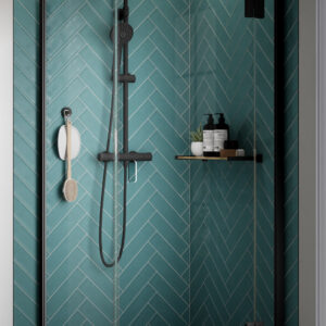 Kudos Pinnacle8 1500mm Hinged Corner Door - Right Hand - Black