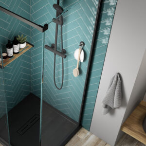 Kudos Pinnacle8 800mm Side Panel For Corner Hinged Door - Black