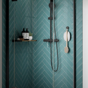 Kudos Pinnacle8 760mm Hinged Corner Door - Left Hand - Black