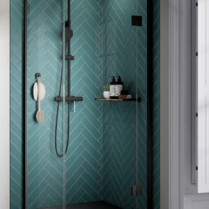 Kudos Pinnacle8 760mm Hinged Corner Door - Right Hand - Black