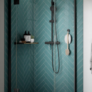 Kudos Pinnacle8 800mm Hinged Corner Door - Left Hand - Black