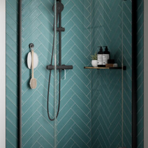 Kudos Pinnacle8 800mm Hinged Corner Door - Right Hand - Black