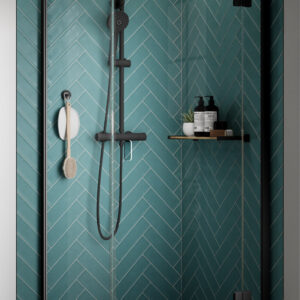 Kudos Pinnacle8 900mm Hinged Corner Door - Right Hand- Black