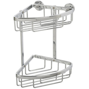 Croydex Compact Aluminium Two Tier Corner Basket - Chrome