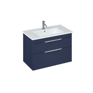 Britton Shoreditch 850mm Wall Hung Double Drawer Unit 820 x 435mm - Matt Blue