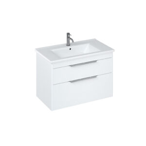 Britton Shoreditch 850mm Wall Hung Double Drawer Unit 820 x 435mm - Matt White