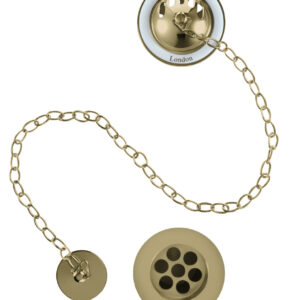 Burlington Bath Overflow, Plug & Chain - Gold