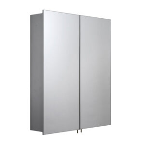 Croydex Warwick 600mm Double Door LED Illuminated Aluminium Cabinet with Double Sided Mirrored